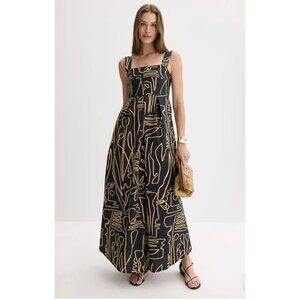Bel Kazan Janie Dress Black Abstract Sleeveless Maxi Size M